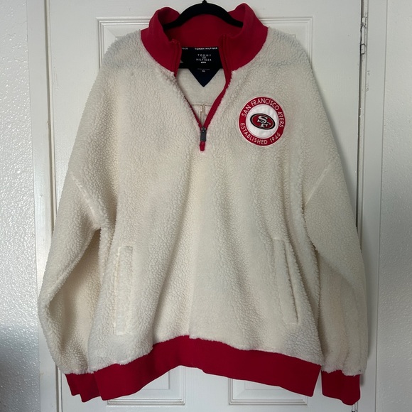 Tommy Hilfiger Other - Tommy Hilfiger Red and Cream Sherpa 49ers Pullover